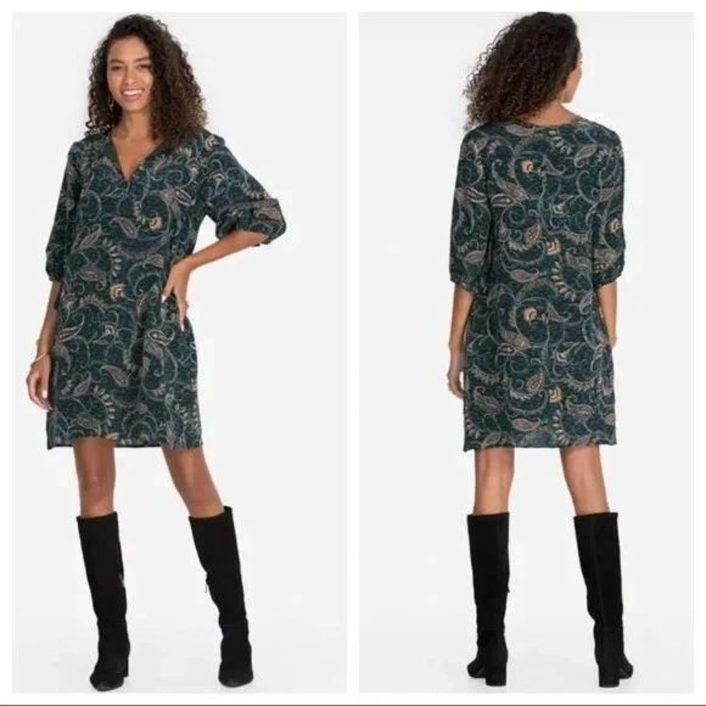 NWT Johnny Was Jade Marzanna Silk Paisley Shift Dress Boho Tassel Mini Tunic